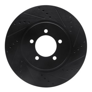 Lincoln Aviator Brake Rotor (1) - Front Right - R1 Concepts - Drilled & Slotted - Black - `03-`05